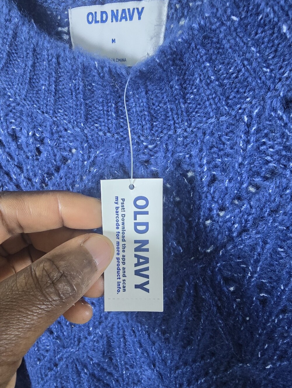 NWT Old Navy Blue Pointelle Knit Sweater Womens M Crew Neck Long Sleeve Cozy - Picture 7 of 9